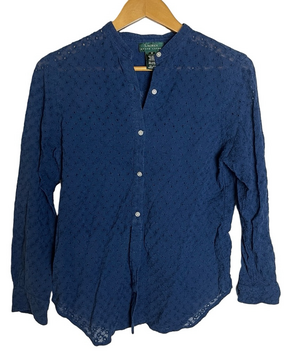 Lauren Ralph Lauren Navy Floral Blouse Top Medium